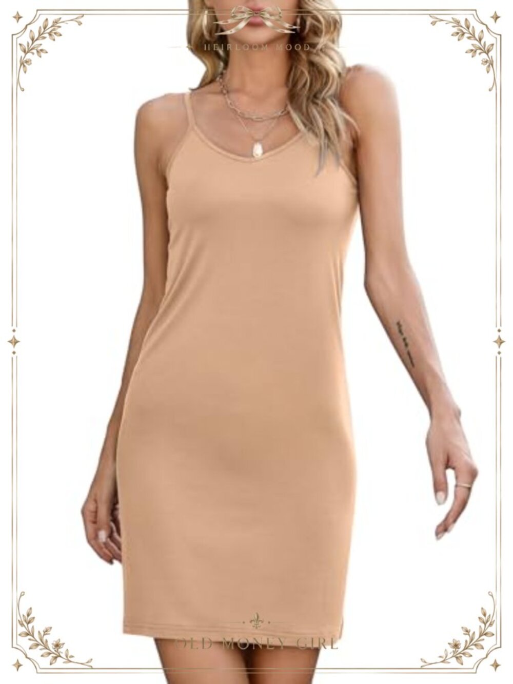 Women's Full Slip Rayon Spandex Cami Dress Knee Length Slip for Under Dress